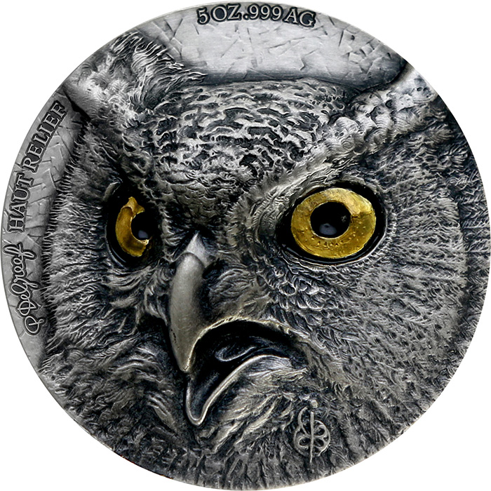 Exkluzivní sada stříbrných mincí Owl High Relief 2021 Antique Standard