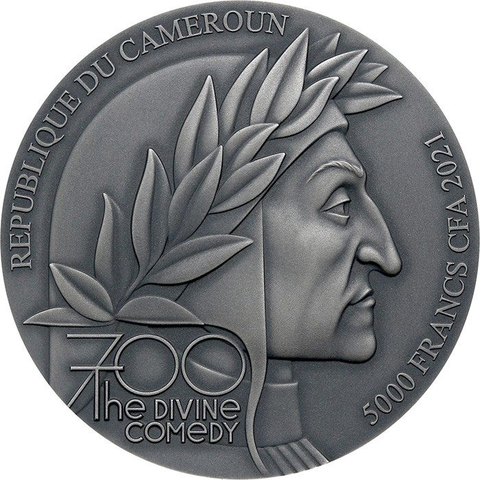 Stříbrná mince 5 Oz Paradiso - Dante Alighieri - Božská komedie 2021 Antique Standard