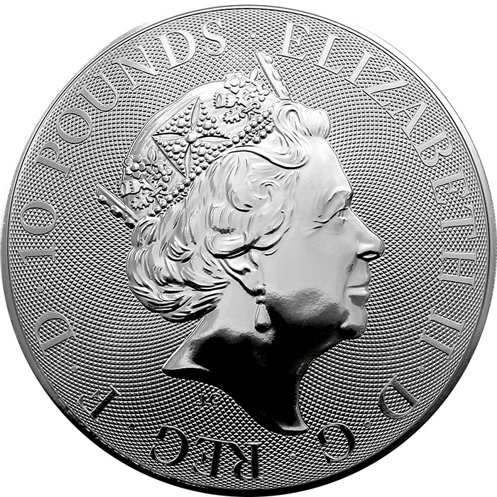 Stříbrná investiční mince The Queen's Beasts The White Greyhound 10 Oz 2021