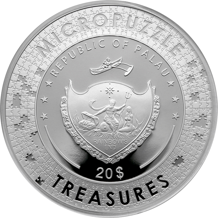Zadní strana Strieborná minca 3 Oz Micropuzzle Treasures - Alfons Mucha: Reverie 2021 Proof