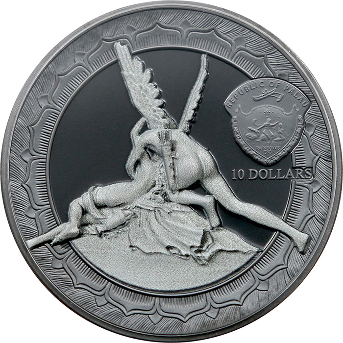 Stříbrná mince 2 Oz Věčné sochy - Amor a Psyché Ultra high relief 2016 Proof