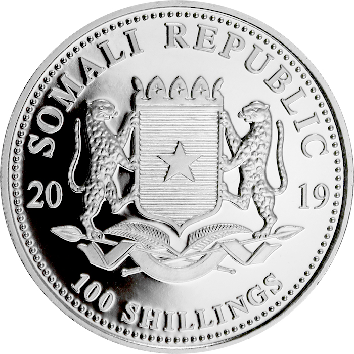 Stříbrná investiční mince Slon africký Somálsko 1 Oz 2019
