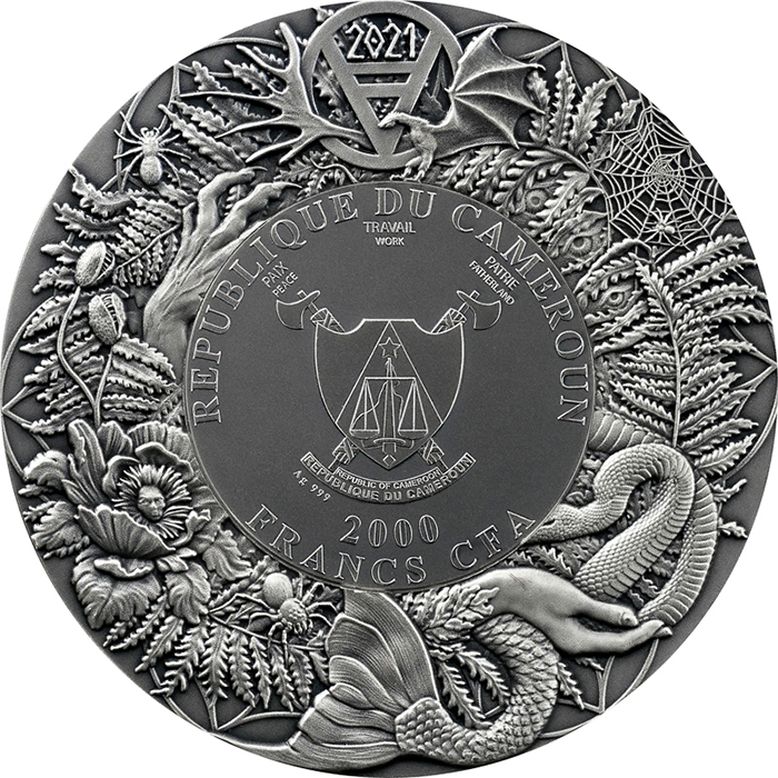 Stříbrná mince 3 Oz Slovanský bestiář - Rusalka High Relief 2021 Antique Standard