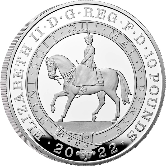 Zadní strana Strieborná minca 5 Oz Platinové výročie vlády Kráľovnej Alžbety II. 2022 Proof