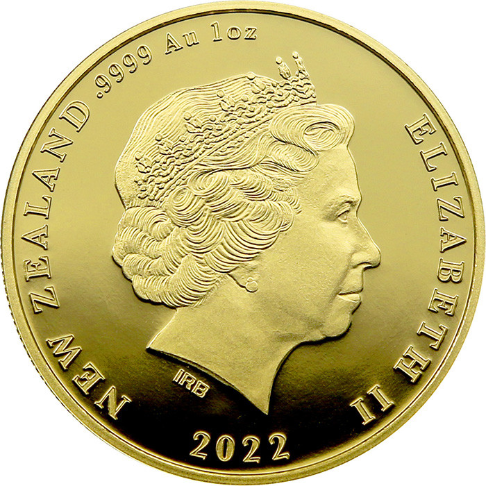 Zadní strana Zlatá mince Platinové jubileum – 70. výročí nástupu na trůn Alžběty II. 1 Oz 2022 Proof