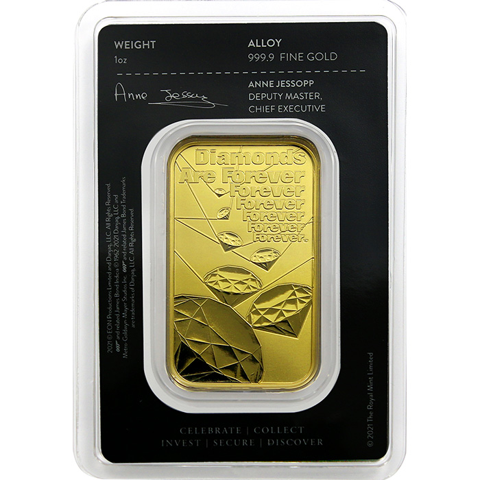 31,1g The Royal Mint - James Bond 007 Diamonds Are Forever Investičná zlatá tehlička