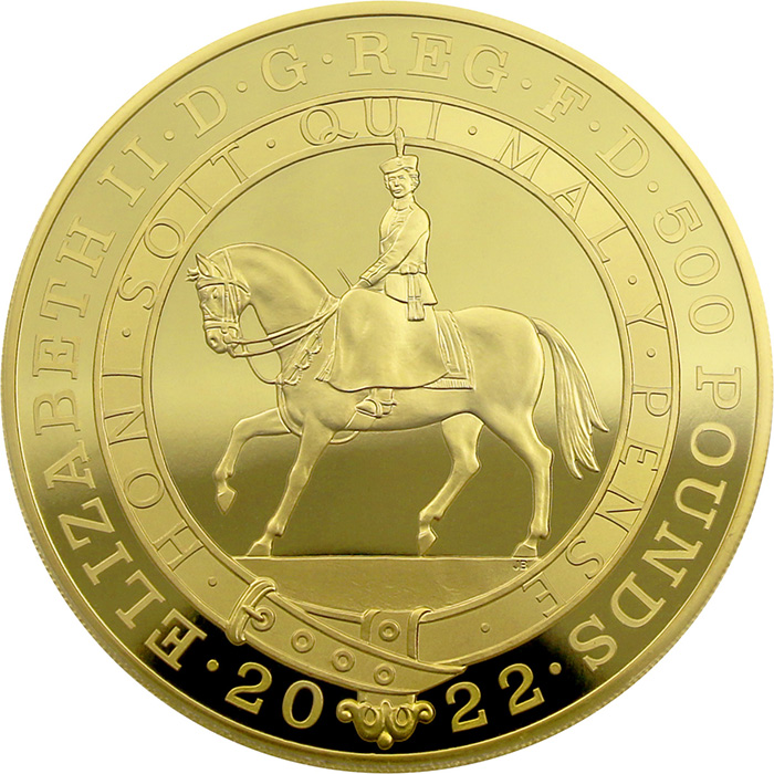 Zadní strana Zlatá mince 10 Oz Platinové výročí Královny Alžběty II. 2022 Proof