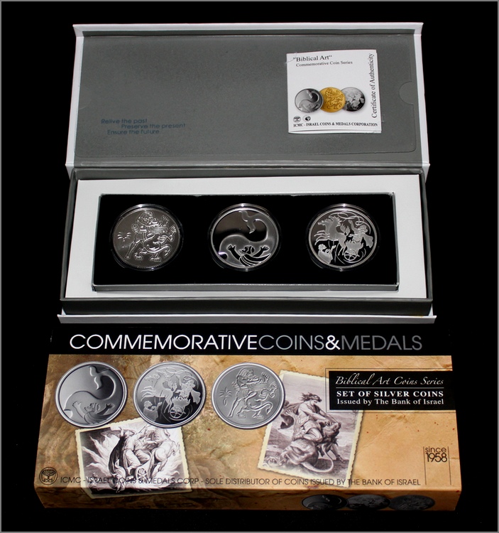 Biblické umenie 2 NIS Sada strieborných mincí Izrael 2009 - 2011 Proof