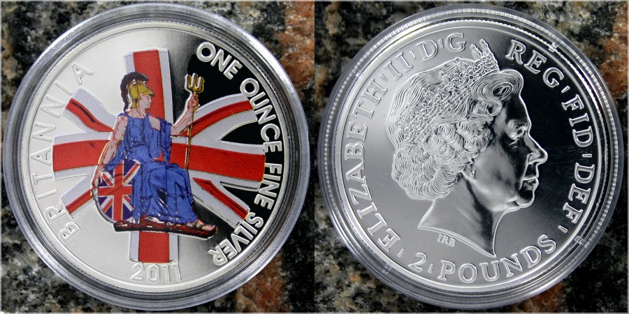Stříbrná mince kolorovaná Britannia 1 Oz 2011 Proof