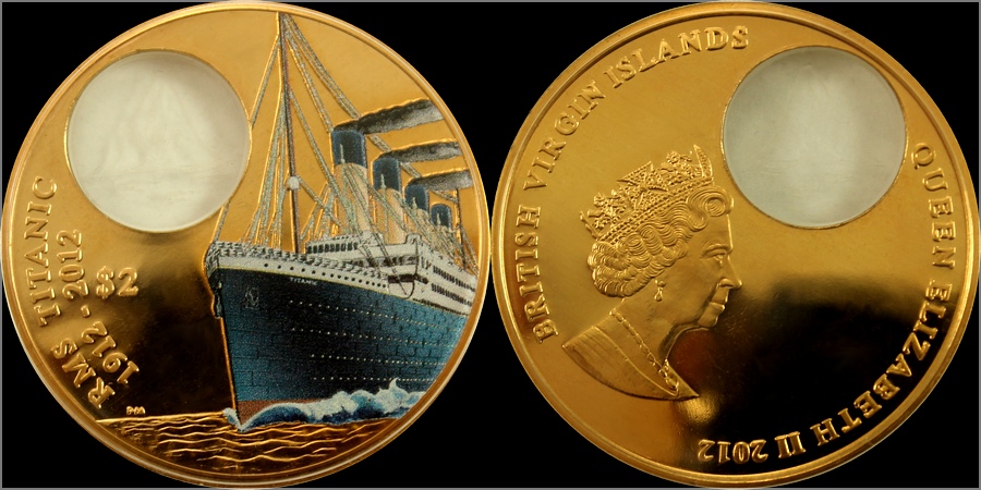 Bronzová kolorovaná mince Titanic 100. výročí 2012 Proof