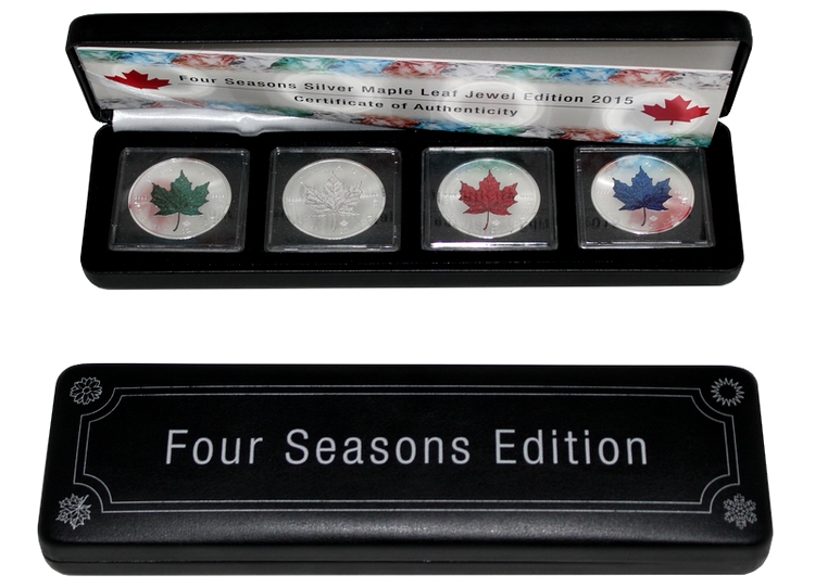 Maple Leaf Čtyři roční období Sada stříbrných mincí 2015 Standard  (.9999)