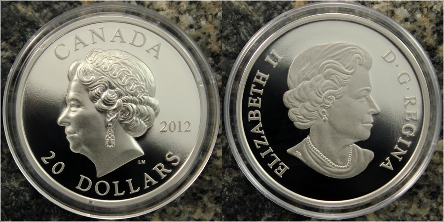Zadní strana Stříbrná mince Diamantové výročí Elizabeth II. 2012 Ultra high relief Proof