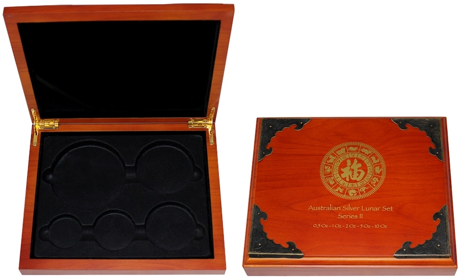 Dřevěná krabička 5 x Ag Lunární série II. 2008 - 2019