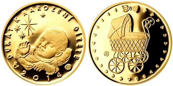 Zlatý dukát k narození dítěte 2014 Proof