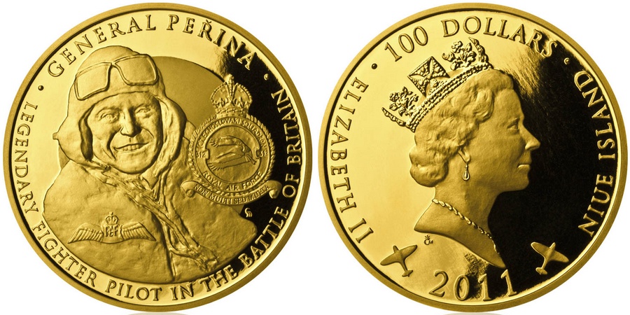 Zlatá investiční mince 100 NZD Generál Peřina Proof