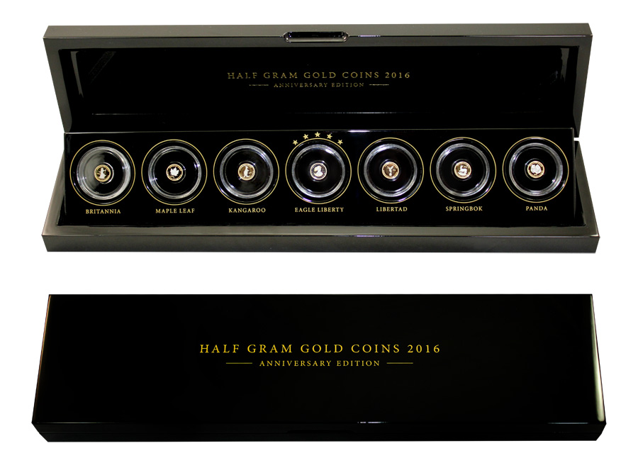 Half gram gold coins Sada zlatých mincí Výroční Edice 2016 Miniatury Proof  (.99999)