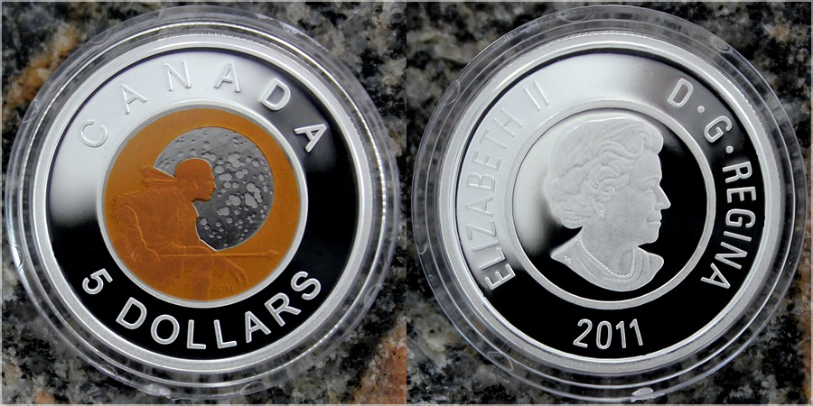 Zadní strana Strieborná kolorovaná minca Hunter´s Moon Niob 2011 Proof