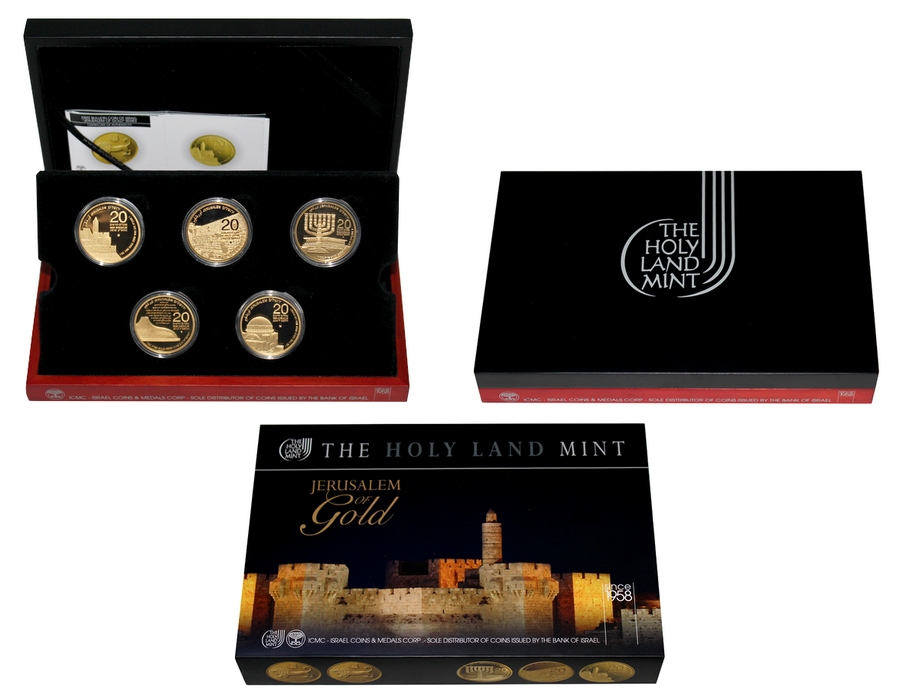 Jerusalem of Gold Sada 5 zlatých mincí Izrael 2010 - 2014 Proof