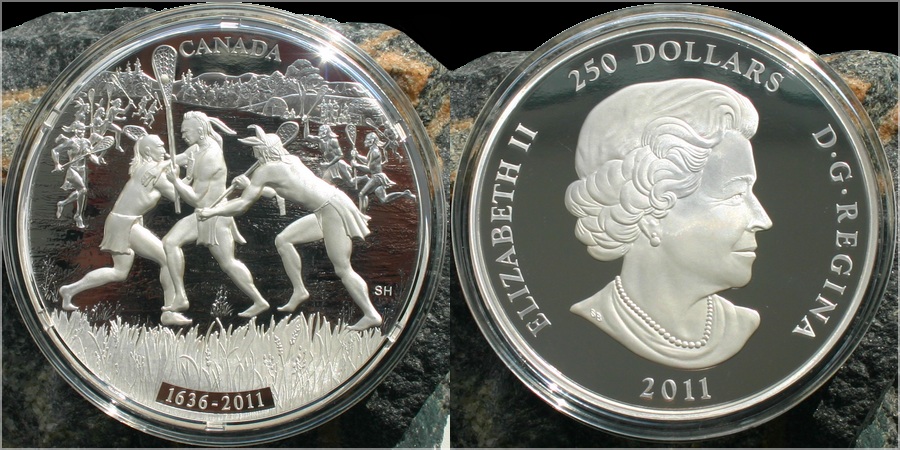 Zadní strana Strieborná minca Lakros 1 Kg 2011 Proof
