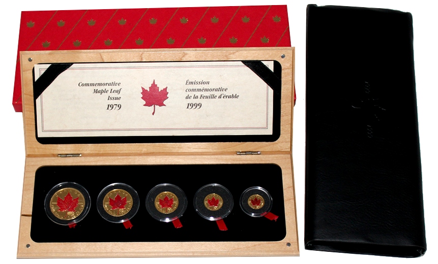 Maple Leaf 20. výročie Sada zlatých mincí 1999 Štandard