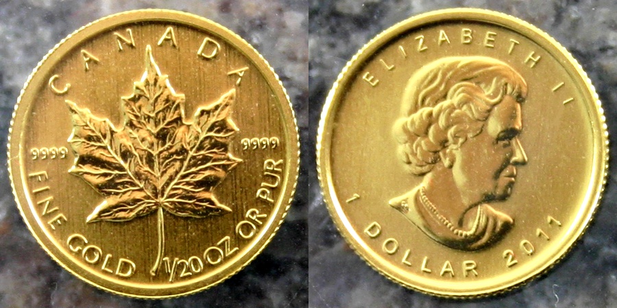 Zlatá investiční mince Maple Leaf 1/20 Oz 