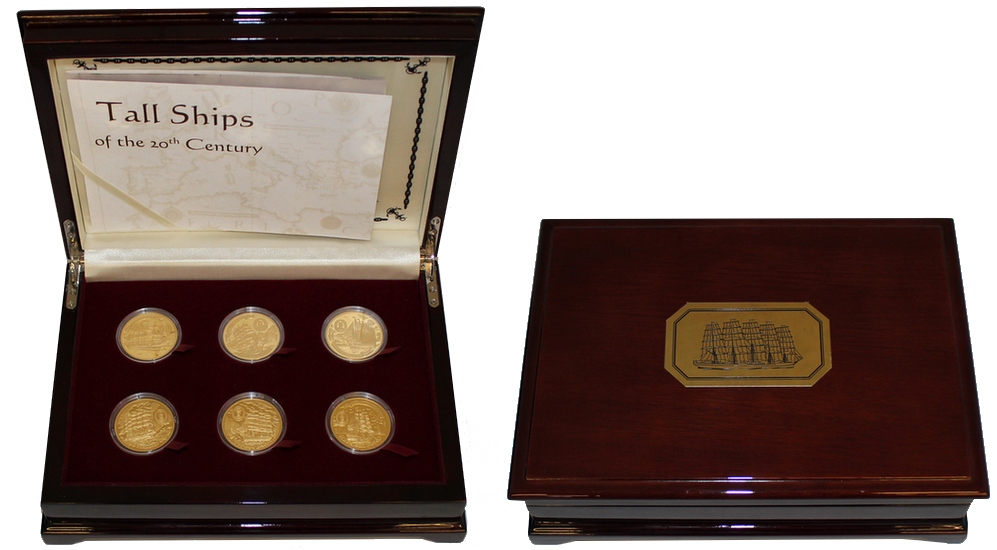 Zadní strana Plachetnice 20. století  Exkluzivna sada zlatých mincí 2008 Proof