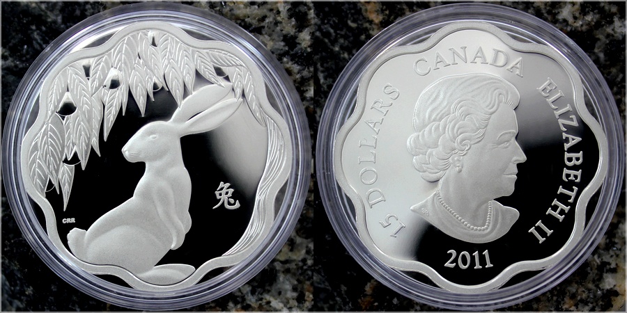 Zadní strana Strieborná minca Year of the Rabbit Rok Králika Lotos 2011 Proof