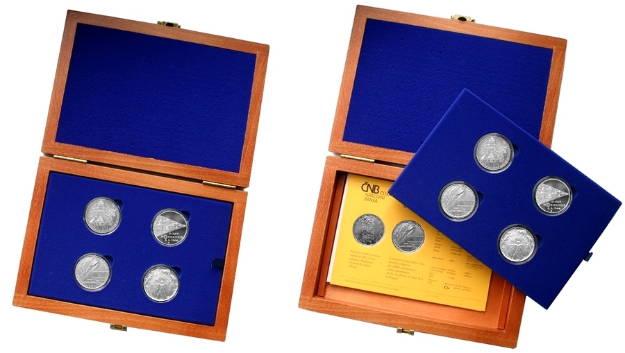 Sada stříbrných pamětních mincí roku 1994 v dřevěné krabičce Proof