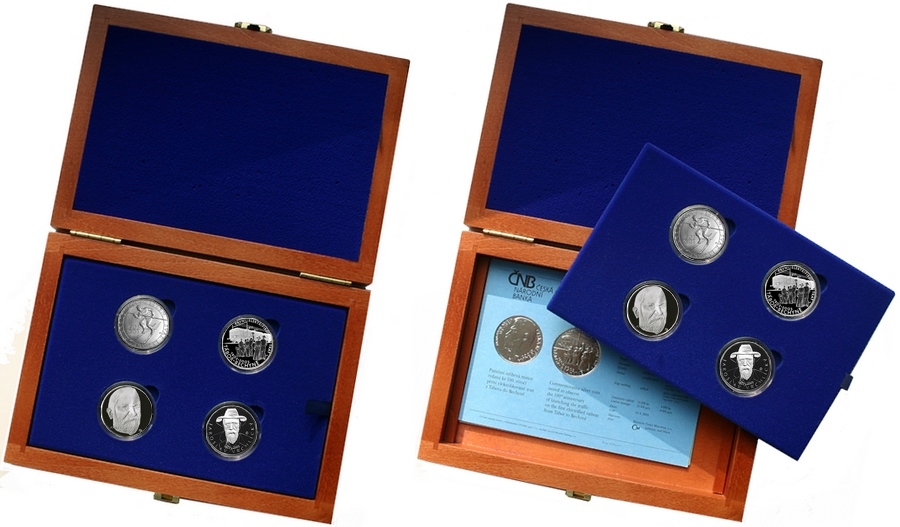 Sada stříbrných pamětních mincí roku 2003 v dřevěné krabičce Standard