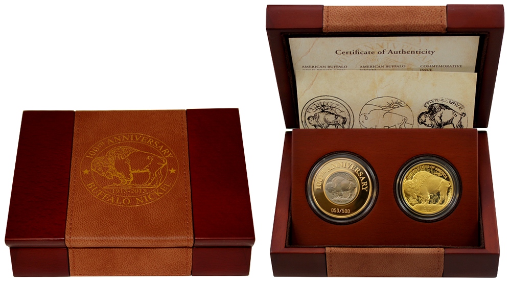 Zadní strana Zlatá minca American Buffalo 1oz 100. výročie Buffalo 5 cent 2013 Proof