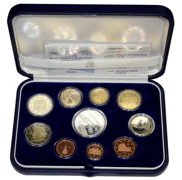 Sada oběžných mincí 2009 Italské výroční Euromince Proof 