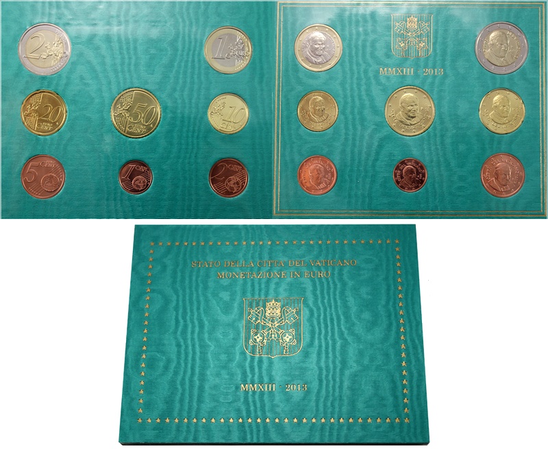Sada obežných mincí 2013 Pontifikát Benedikta XVI. Euromince Štandard