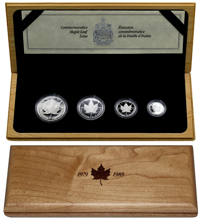 Maple Leaf 10. výročí Sada platinových mincí 1989 Proof