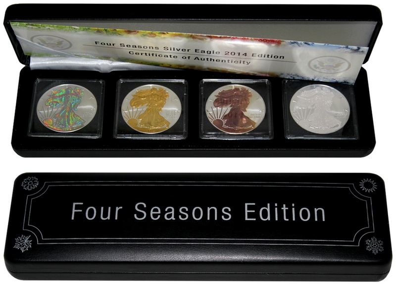 American Eagle Čtyři roční období Sada stříbrných mincí 2014 Standard