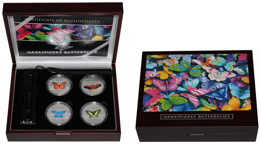 Magnificent Butterflies Sada stříbrných mincí 2014 Proof