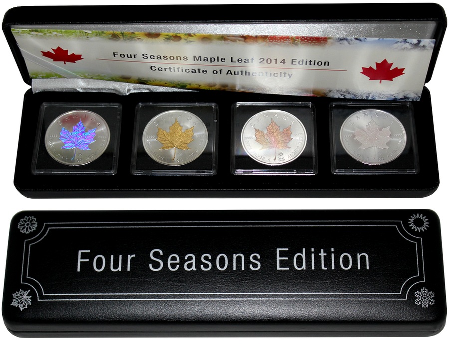 Maple Leaf Čtyři roční období Sada stříbrných mincí 2014 Standard  (.9999)