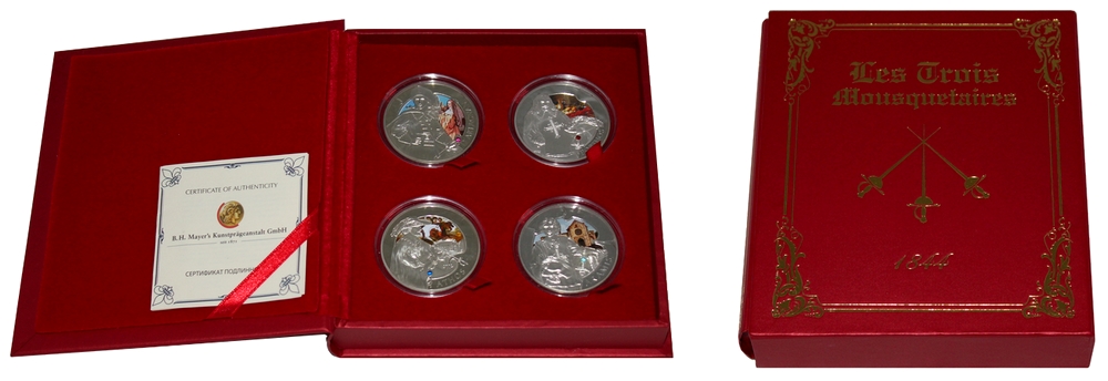 Tři mušketýři Sada stříbrných mincí 2009 Zirkon Proof
