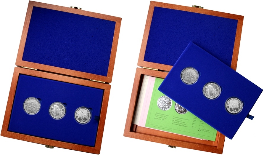 Sada stříbrných pamětních mincí roku 1996 v dřevěné krabičce Standard