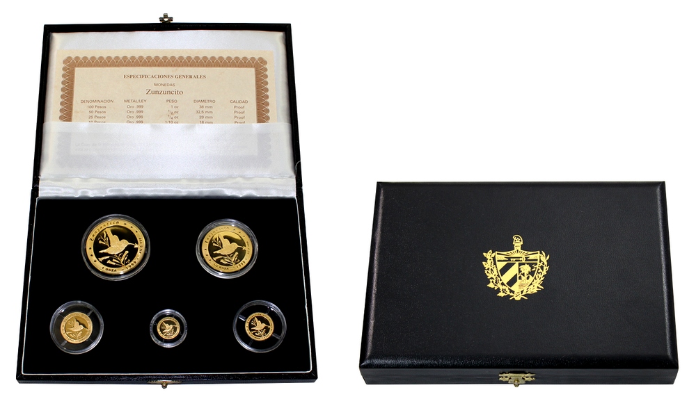 Zunzuncito Kolibrík Sada zlatých mincí 1999 Proof