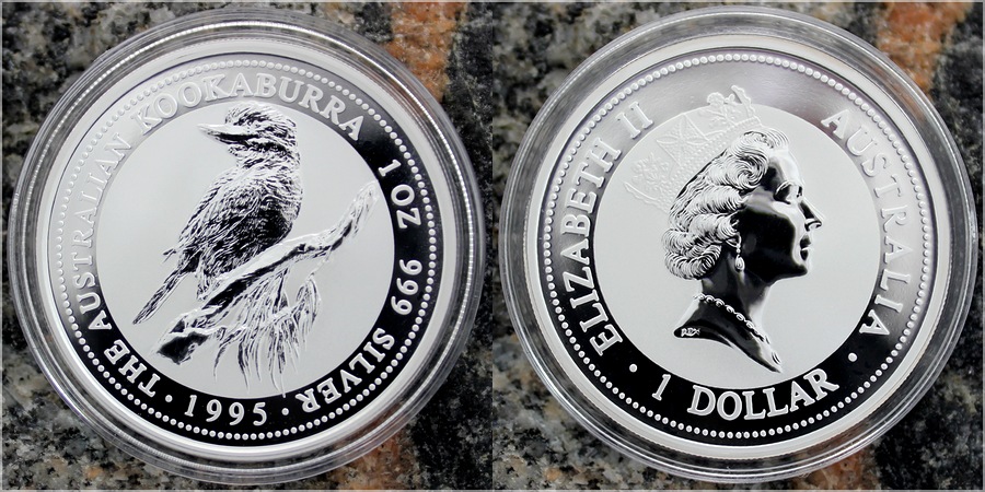 Stříbrná investiční mince Kookaburra Ledňáček 1 Oz 1995