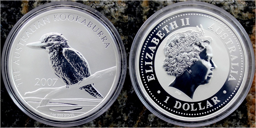 Stříbrná investiční mince Kookaburra Ledňáček 1 Oz 2007