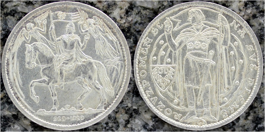 Zadní strana Stříbrná medaile Svatý Václav 1000. výročí úmrtí 1929 15g