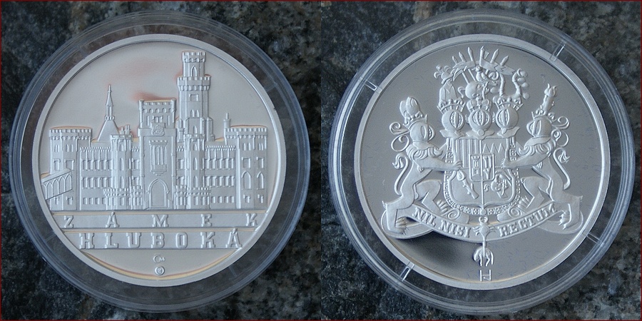 Zámek Hluboká stříbrná medaile 2010 1 Oz PROOF
