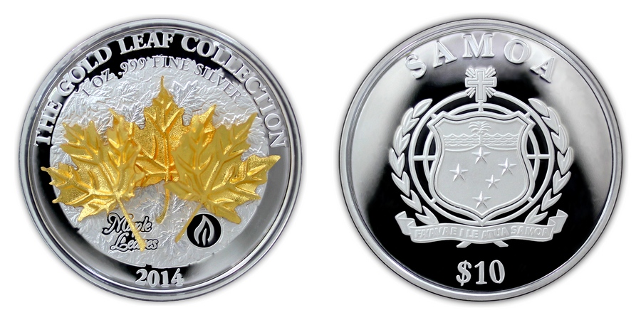 Stříbrná mince 3D Zlatý Maple Leaf 1 Oz Gold Leaf Collection 2014 Proof