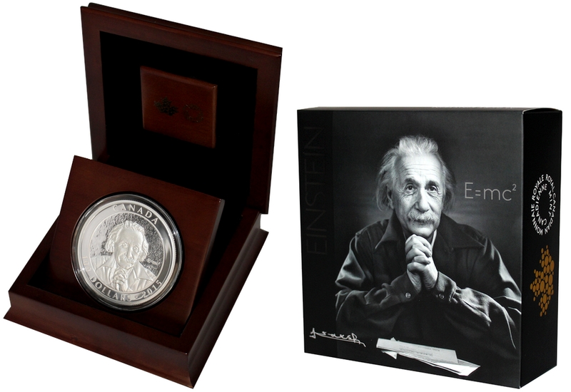 Stříbrná mince 10 Oz Albert Einstein - Speciální teorie relativity 2015 Proof (.9999)