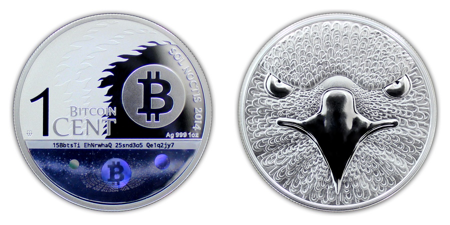 Strieborná minca Binary Eagle Sol Noctis 1 Oz 2014 Hologram Proof