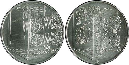Zadní strana Stříbrná mince 200 Kč Založení SUŠ v Kamenickém Šenově 150. výročí 2006 Standard