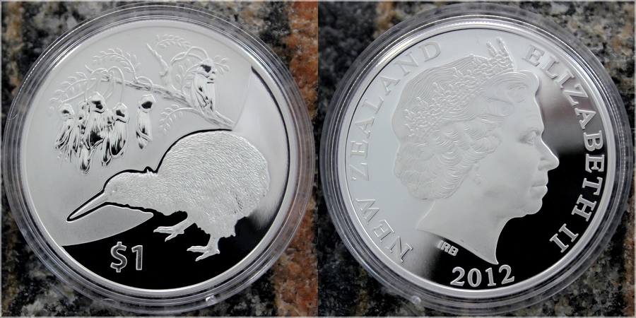Stříbrná mince Kiwi Treasures 1 Oz 2012 Proof