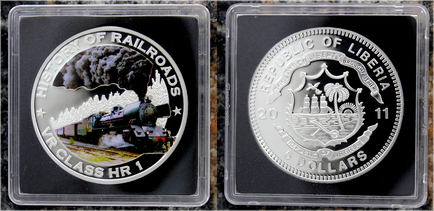 Stříbrná mince kolorovaný VR Class HR 1 History of Railroads 2011 Proof