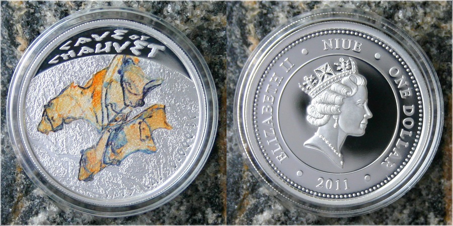 Stříbrná mince Jeskyně Chauvet 2011 Proof Niue 
